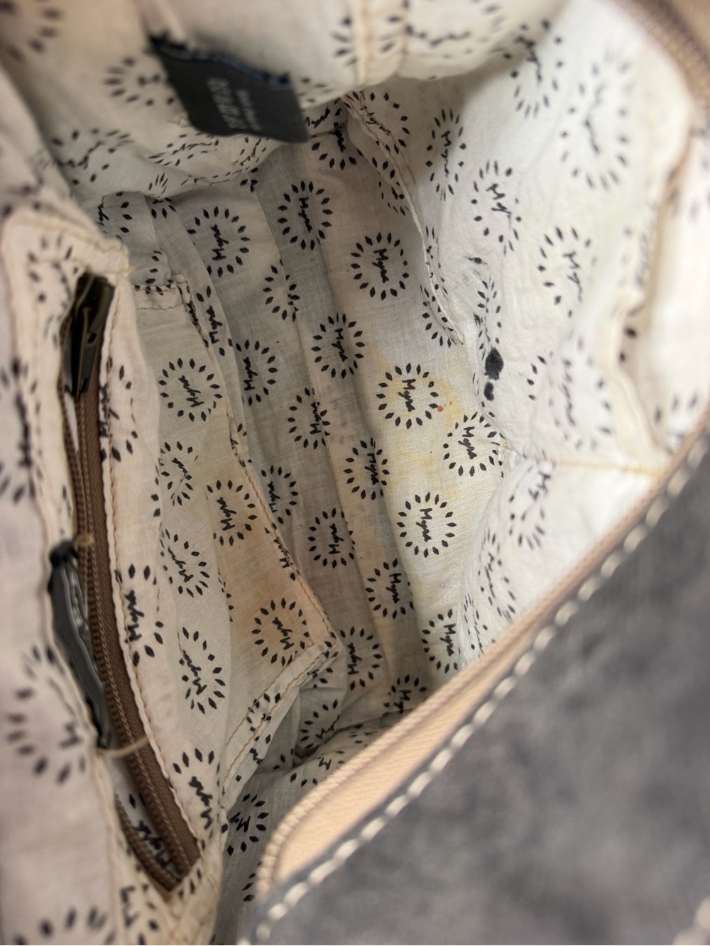 Myra Bag Carry Me Backpack Bag Cow Hide Pont Hair Bandana Print Canvas Leather - Picture 7 of 7